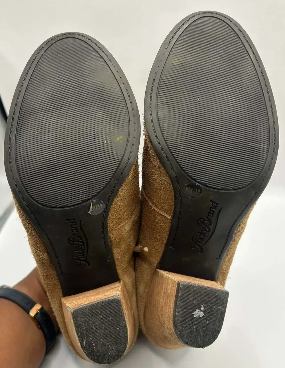 Lucky Brand Brown Suede Lace-Up Heeled Ankle Booties